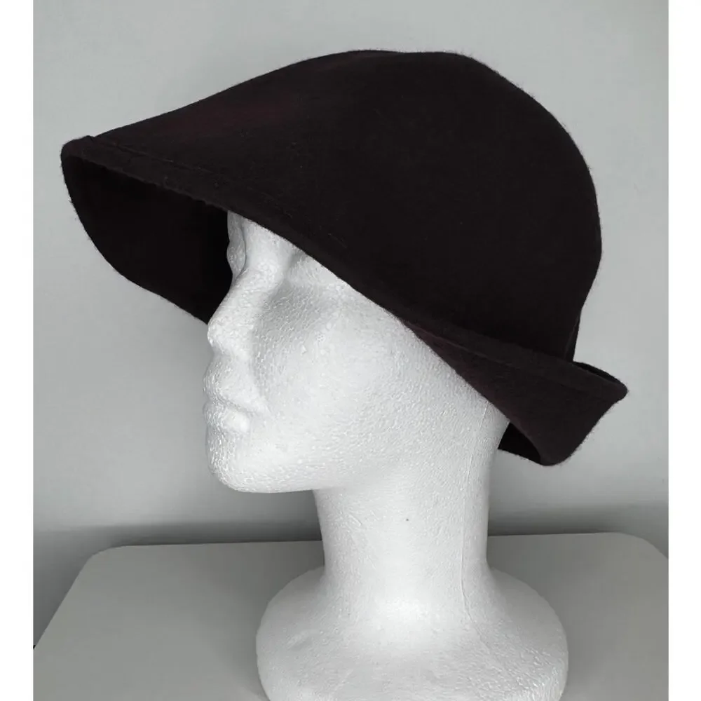 1970s–1980s New York Hat Co Brown Wool Felt Asymmetrical Cloche Hat